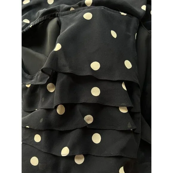 Vintage 90s hetta B Maxi Dress Sz 12 100% Silk Polka Dot Black White Sleeveless - Picture 11 of 13